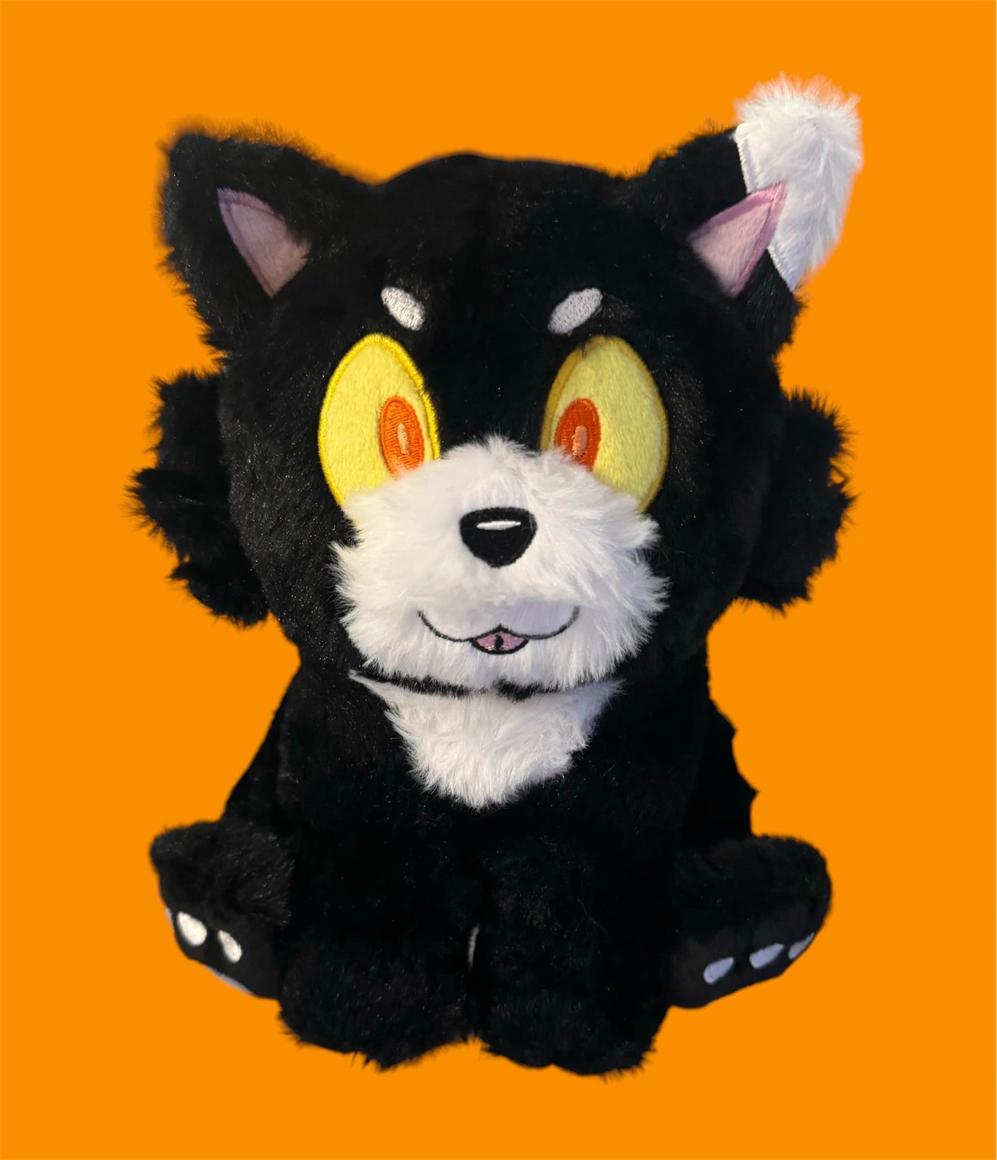 Hollow the Spooky Wolf Pup Plushie Stuffed Animal - Great Gift for Kids and Collectors