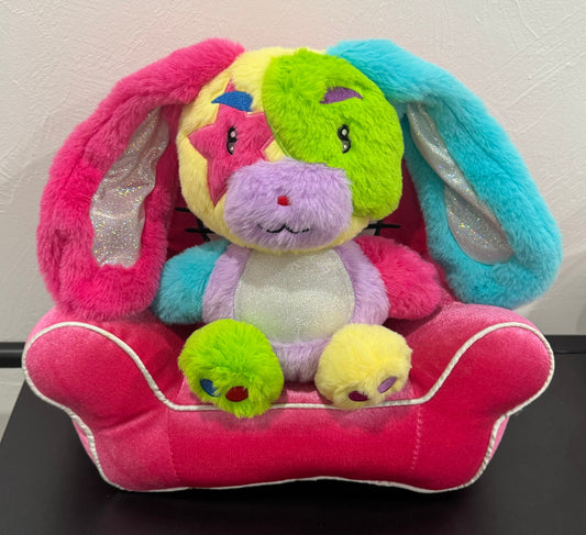 Kandi the Colorful Colorblock Rainbow Bunny Rabbit Plushie Stuffed Animal - Great Gift for Kids and Collectors