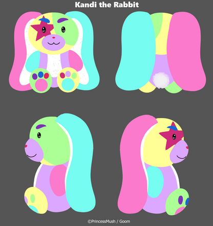 Kandi the Colorful Colorblock Rainbow Bunny Rabbit Plushie Stuffed Animal - Great Gift for Kids and Collectors